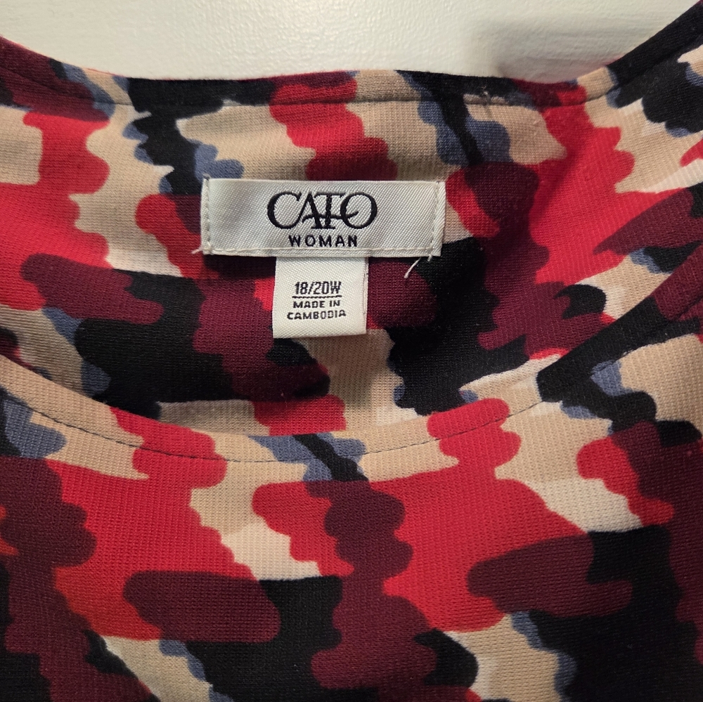 Cato's Red and Black Long Sleeve Sheath Dress - Picture 6 of 8